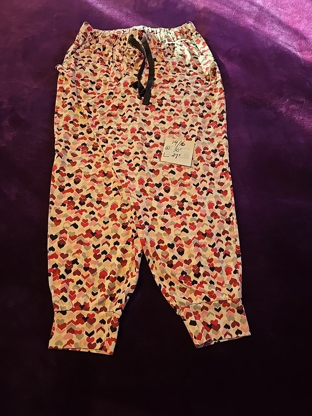 CACIQUE Heart Print 2pc Sleep Set W/Capri Pants - Multicolor size 14/16 GUC